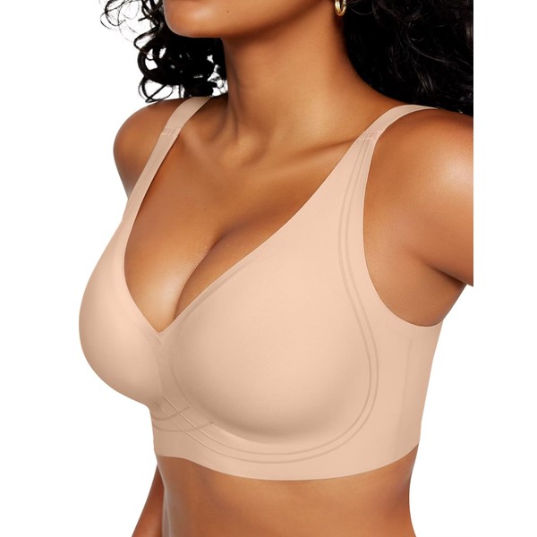 Vertvie Womens Seamless Bras Deep V Wireless Push Up Comfort
