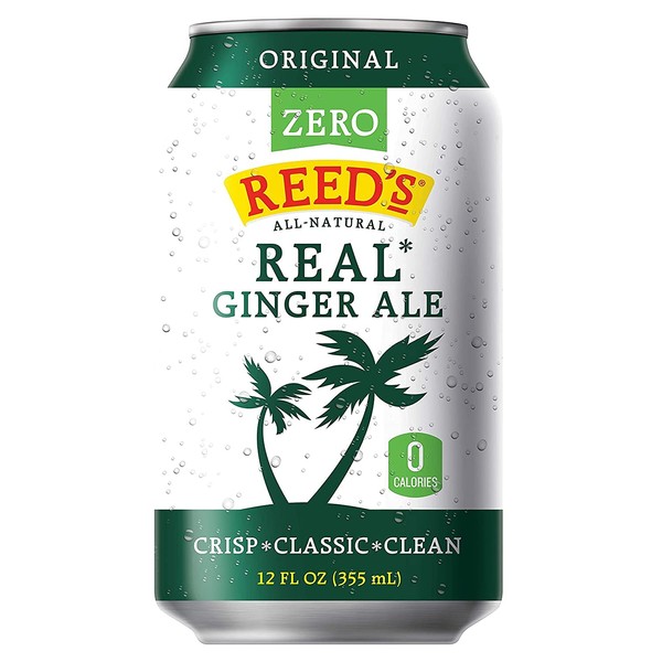 Reed's Zero Sugar Real Ginger Ale, All-Natural Classic Ginger Ale Made with Real Ginger (24-12oz cans)