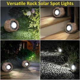 Solar Rock Lights Outdoor,Solar Spot Lights Outdoor IP65 Waterproof Solar Yard Lights,Auto On/Off Solar Garden Lights for Paths, Sidewalks, Yards, Landscapes, Patios