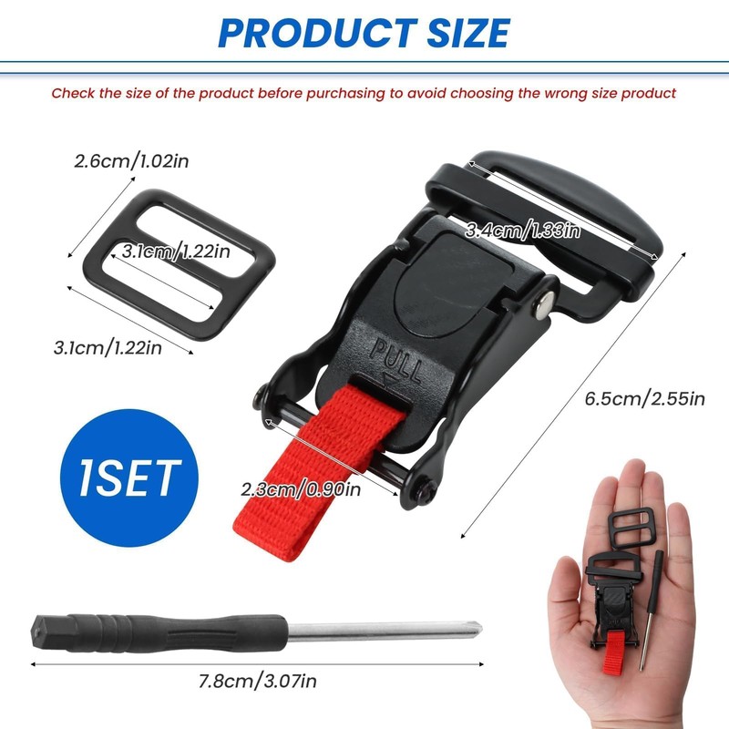 Liqqlex Motorcycle Helmet Quick Release Buckle Kit, Stainless Steel Ratcheted