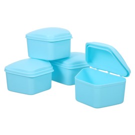 SAFIGLE 4pcs Denture Holder Retainer Case with Stable Trapezoidal Design Portable Denture Storage Box for Travel Compact Sealed Organizer Ensuring Cleanliness and Secure Fit