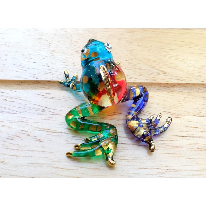 Handmade Frog Art Glass Blown Reptiles Animal Figurine