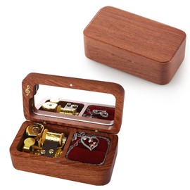 JYmusic Jewellery Music Box with Rose Necklace, Christmas Gift for Girlfriends, Mothers, Daughters, Wives and Sisters (Rosewood; Melody: Can't Help Falling in Love)