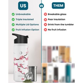 18 oz Insulated Tea Tumbler Bottle with Infuser, Travel Mug