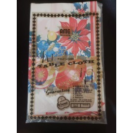 AMC VINTAGE NEW CHRISTMAS AMC KRENE TABLECLOTH 54X72 BAKELITE POLY LINEN RECTANGLE