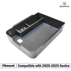 RUNROAD Center Console Organizer Compatible with Nissan Sentra 2020 2021 2022 2023 2024 2025 Accessories, Armrest Tray Secondary Storage Box Coin Holder, Blue