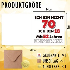Sugeru® 50th Birthday Card with Envelope - Ich Bin 18 and 32 Years of Experience | Funny 50th Birthday Greeting Cards for Woman & Man | Personalise Special Birthday Card for 60th Birthday (70 Years)
