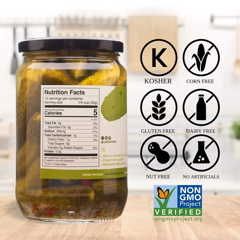 Pickerfresh Kosher Dill Wholes - Large Whole Pickles - Simple