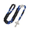 Nazareth Store Black Beads Blue Paracord Rosary Rugged Beaded Necklace