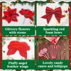 Abitoncc 24 PCS Red Christmas Tree Decorations, Red Artificial Poinsettia