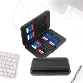 YFFSFDC Micro SD Card Storage, 16 Cards, Aluminum Memory Card Case, Double-Sided, Storage Type, SD Card Storage Case, Dustproof, Waterproof, Shockproof, Black