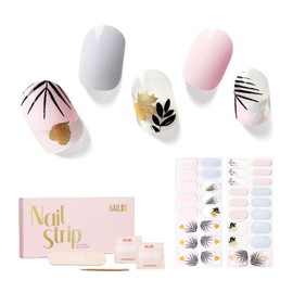 NAILOG Semi-hardened Gel Nail Stickers (34 Pieces), Long Lasting, Salon Quality, Nail Stickers, Nail Kit, Beautiful Gloss, Cute, Art Design, Leaf, Flowers | The Oriental