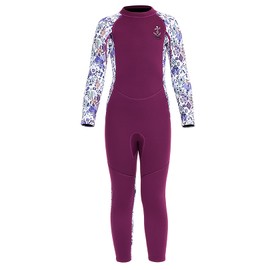 Kids Full Wetsuit 2.5mm Neoprene UV Protection Stretch Thermal Full Body Diving Suit Back Zip Swimming Paddleboarding Wetsuit Purple Size S