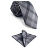 S1 SHLAX&WING Check Grey Men's Necktie 100% Silk, 3.1 x