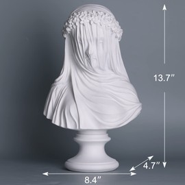 XIYOUQI Veiled Lady Bust Veiled Maiden Sculpture Bust 13.7 Inch Gothic Statue Cloak Woman Statue Bust Handmade Resin Crafts Home Decor Aesthetic for Home Art Collection Ornament, White