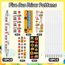 10 PCS Bus Driver Appreciation Gifts Bulk School Bus Driver Gifts Ballpoint Pens Teachers Pens Bulk with 1mm Black Ink Replaceable Ballpoint Pen Refill for Men Women Office Supplies(Bus Driver)