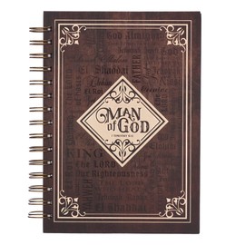 Christian Art Gifts Christian Art Gifts Journal w/Scripture Man of God 1 Timothy 6:11 Bible Verse Names of God Brown 192 Ruled Pages, Large Hardcover Notebook, Wire Bound