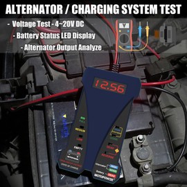 MOTOPOWER MP0514B 12V Digital Battery Tester Voltmeter and Charging System Analyzer with LCD Display and LED Indication - Blue Rubber Paint