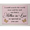 Mother-in-Law Sentimental Quote Decorative Magnet, Pink with wooden Butterflies, 11