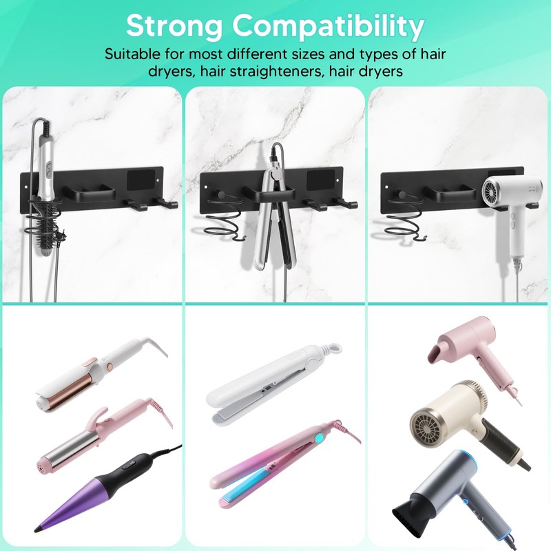 Bensbl Hair Tool Organizer Wall Mount – Aluminum Hair Dryer