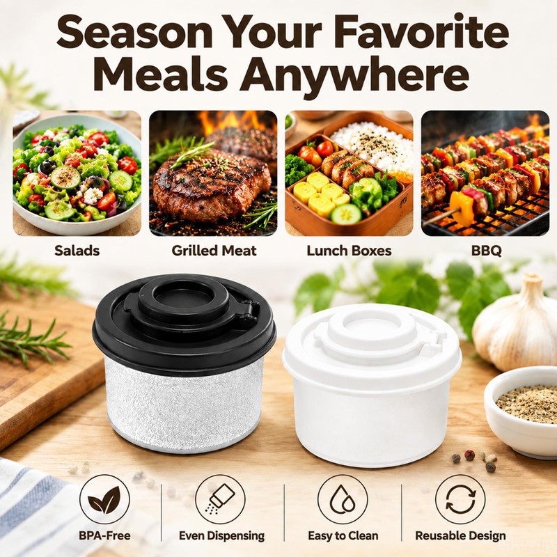 Lunchbox Salt and Pepper Shakers, 2 Pack Mini Travel Spice