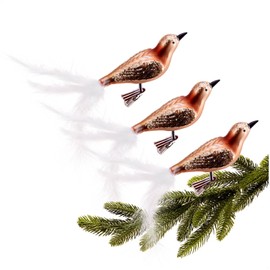 com-four® 3 x Bird on Clip - Shiny Birds with Long White Tail Feathers - Decorative Decoration for the Home - Room Decoration with Small Sequins