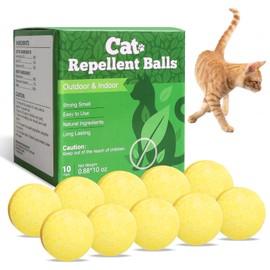 Natural Peppermint Cat Repellent Balls, Outdoor & Indoor Cat Deterrent to Protect Gardens, 10 Packs