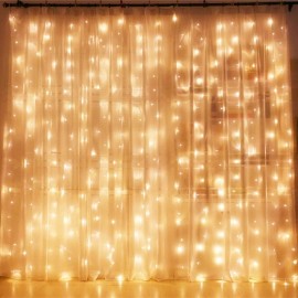 Twinkle Star Cortina De Cadena De 300 Luces Led Para Ventana, Boda, Hogar Color Blanco