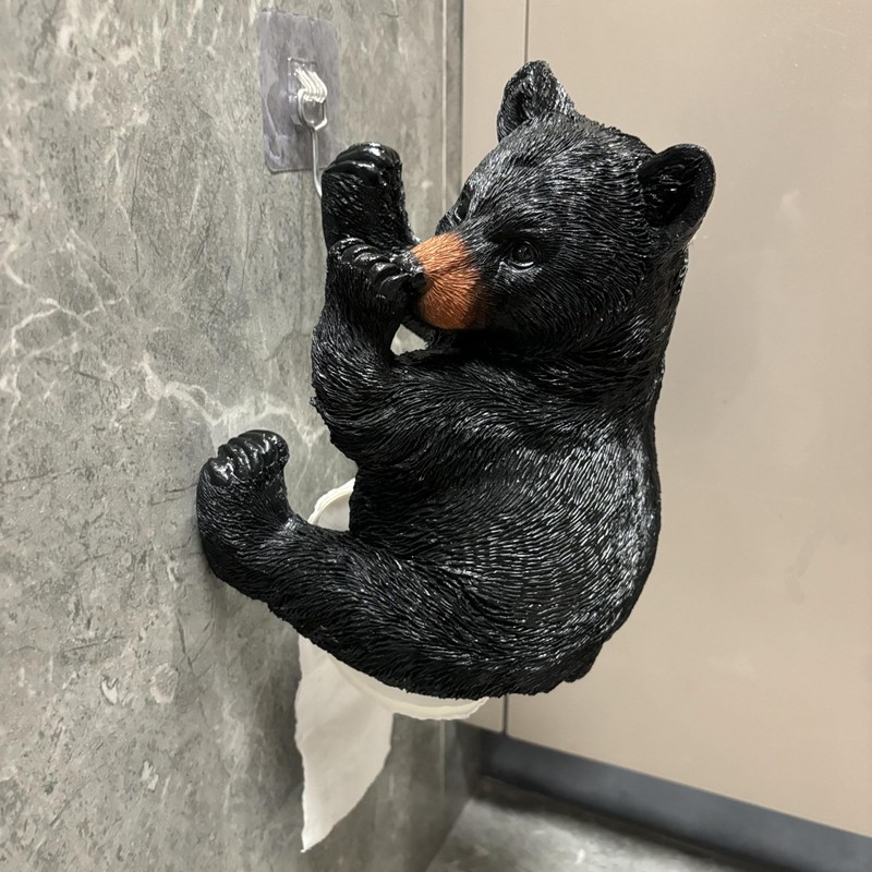 Yaoemei Bear Toilet Paper Holder, Bear Cub Tissue Holder Rack