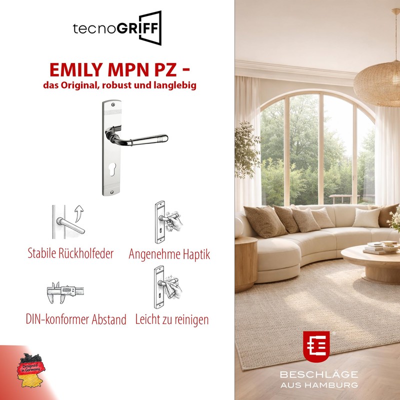 Beschläge Hamburg Emily Art 70-09 MPN PVD PZ Door Handles