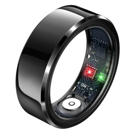 Lemolf Smart Rings, Fitness Tracker Ring, Heart Rate, Blood Oxygen, Stress, Step Tracker, Sleep Monitoring, Air Gestures, No Subscription Fee, IP68 Waterproof for iPhone&Android (Black, #11)