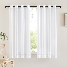 NICETOWN Sheer Window Panel Curtains - Grommet Top Gauzy Sheer Drapes Lightweight Breathable Panels for Windows (2-Pack, 54 Wide x 63 inch Long, White)