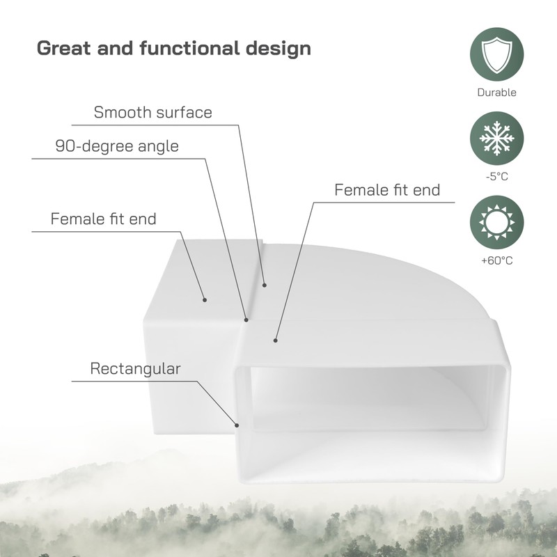 Vent Systems 220 x 90mm Horizontal Rectangular Pipe Elbow for