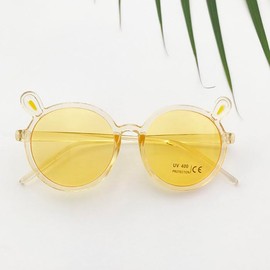 Sheri Mimi 521293007 Baby Sunglasses, With Case, Chibi Ears, UV400, Yellow Lens x Clear Frame, Clear One Size, clear
