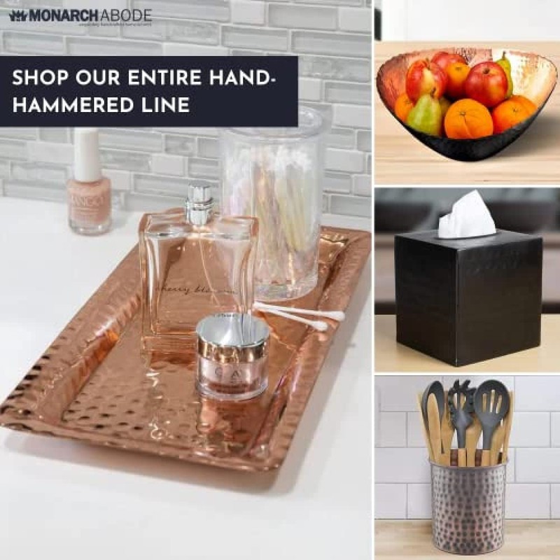 Monarch Abode Decorative Tray – 12-Inch Hand Hammered Copper Plated