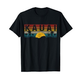 Kauai Hawaii Vintage Sunset Surfer Beach Souvenir T-Shirt