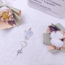 Homvog 1-4PCS Cute Phone Charms Aesthetic Y2K Cell Phone Charms Strap Strawberry Butterfly Star Phone Charm Y2K Accessories for Phone Bag Keychain Airpods Camera Pendants Decor (1x Blue Heart)