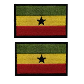 HFDA 2 Piece Different Country Flags Patch - Tactical Combat Military Hook and Loop Badge Embroidered Morale Patch (Ghana)