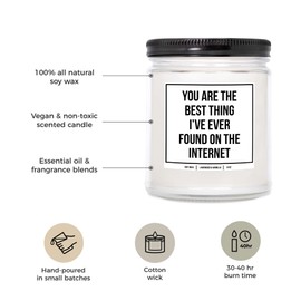 YouNique Designs You are The Best Thing I've Ever Found on The Internet Candle, 7 Ounces, Candles for Men, Naughty Candles for Him, All Natural Soy Aromatherapy Candles (Mahogany Teakwood)