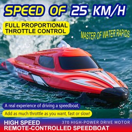 jaming 2.4Ghz RC Boat,25KPH Fast Speed RC Boat,14 inch Remote Control Boats for Kids and Adults, Waterproof Toy Boats for Lakes & Pools Gifts for Kids Boys (Red)