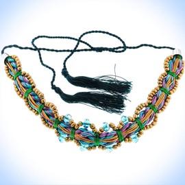 Braided Green Gold Blue Purple Mix Cord And Beads Choker Unique Chic Crystal Rhinestone Elegant Jewelry Necklace For Women