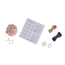 Art and Fun Set of Beads Threading, 640 Beads, 3 x Metal Pendants, Storage Box, 16 m Cord, Instructions for 9 Figures, from 6 Years