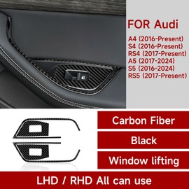 4pcs Car Window Regulator Carbon Fibre Cover Sticker Trim Compatible with A4 (2016-2025)/S4(2016-2025)/RS4(2017-2025)/A5(2017-2024)/S5(2016-2025)/RS5(2017-2025) Interior Accessories (A(A)