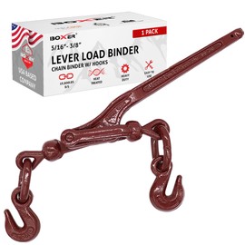 Boxer Heavy Duty Chain Lever Load Binder with Forged Grab Hooks, 5/16” – 3/8” - Chain Binder Tie Down - 19,800 LBS Breaking Strength