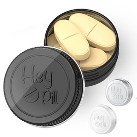 Extra Small Pill Box for Purse (3 Pack), ADHYRO Aluminum Mini Pill Case, Daily Portable Lightproof Pill Organizer to Hold Vitamins, Fish Oils, Supplements (Black Silver White)