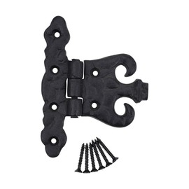 Renovators Supply Manufacturing Black Cabinet Door Hinge With Hardware 4.5 In. Rust Resistant Wrought Iron Flush Mount Hinge For Cabinets