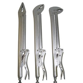 3 PC 15" EXTRA LONG LOCKING PLIERS SET w/Straight, 45 & 90 degree Bent Nose