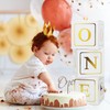 初めての誕生日バルーン 1箱 - 1歳の誕生日デコレーション キューブは、ケーキとして「1つ」の文字をブロック スマッシュ写真撮影小道具 初めての誕生日のデコレーション 背景幕、パーティーのデコレーションを明らかにします。