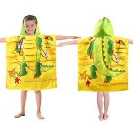 Violet Mist Kids Hooded Beach Towel Hooded Bath Towel Wrap Girls Boys Cute Crocodile Poncho Pool Towels with Hood 24 * 47 in Soft Microfiber Swim Cover-ups Kids Ages 3-10 Thick Absorbent Bathrobe