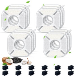 24 Packs Cat Water Fountain Filters Replacement,Compatible with VEKEN® for 67 oz/2L, 85 oz/2.5L, 95 oz/2.5L, 135 oz/4L Automatic Pet Fountain (12 Replacement Filters +12 Pre-Filter Sponges)